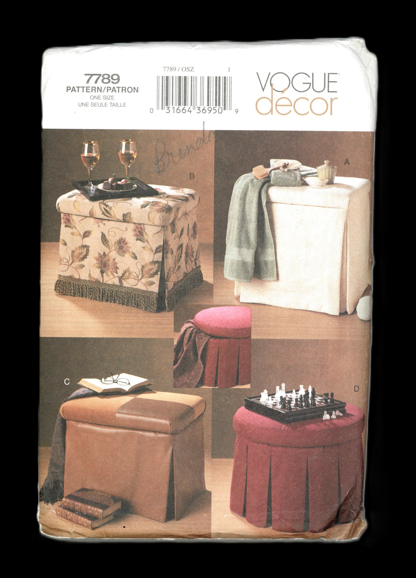 Vogue 7789 Storage Ottomans Sewing Pattern - UNCUT