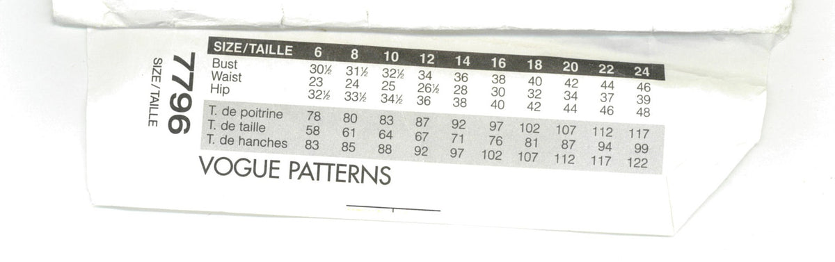 Vogue 7796 Misses / Misses Petite Top and Skirt Sewing Pattern - UNCUT - Size 12 14 16