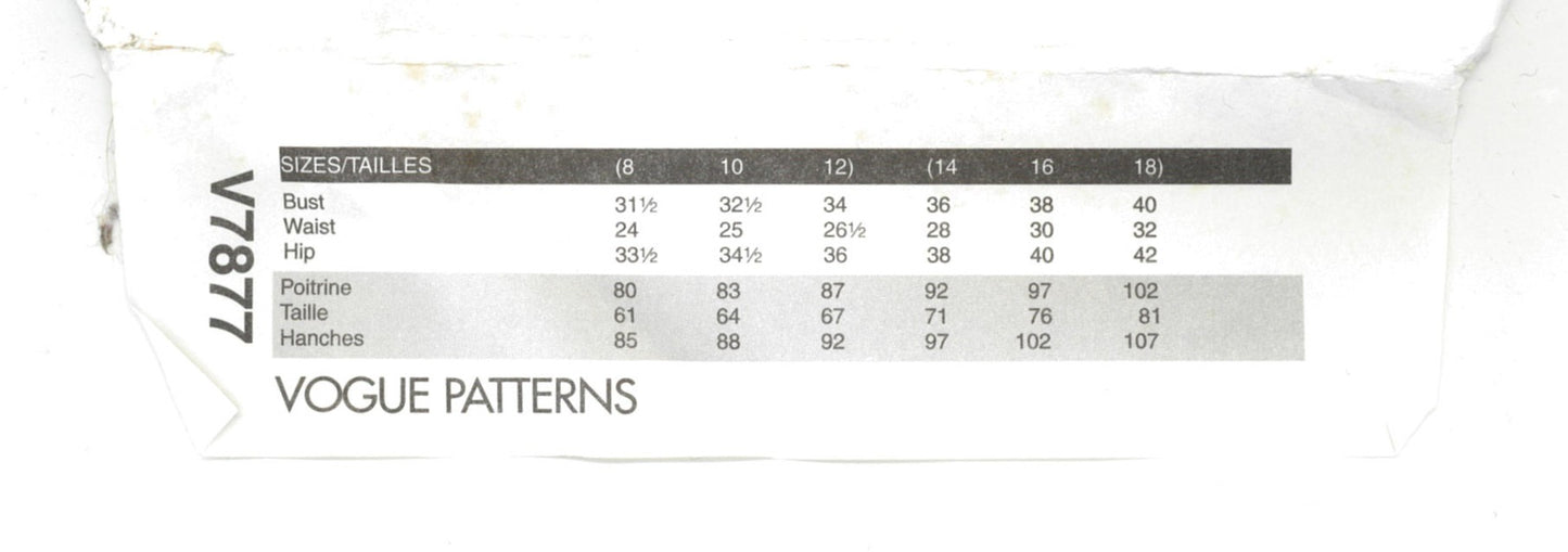 Vogue 7877 Misses Top Sewing Pattern - UNCUT - Size 8 10 12