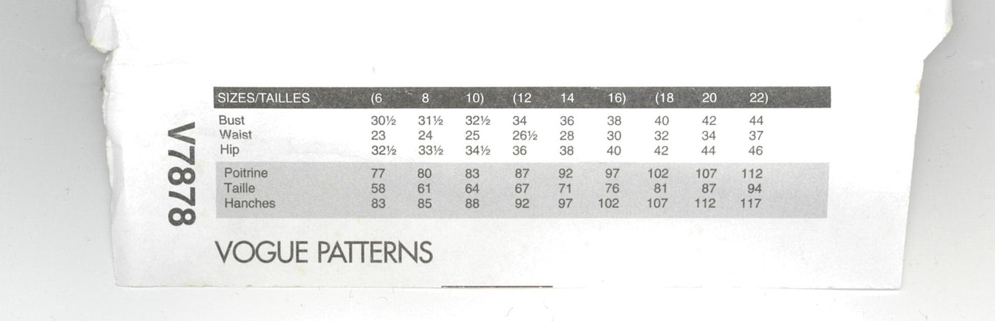 Vogue 7878 Misses Tunic Sewing Pattern UNCUT Size 12 14 16