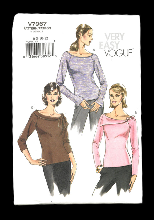 Vogue 7967 Misses/ Misses Petite Top Sewing Pattern - UNCUT - Size 6 8 10 12