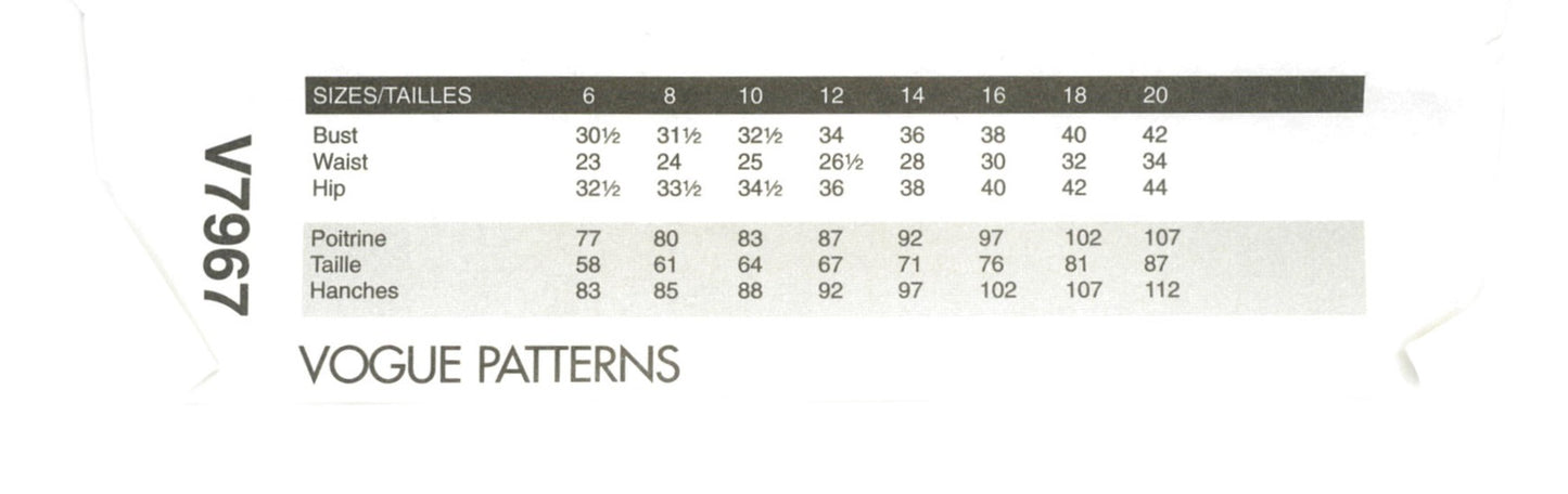 Vogue 7967 Misses/ Misses Petite Top Sewing Pattern - UNCUT - Size 6 8 10 12