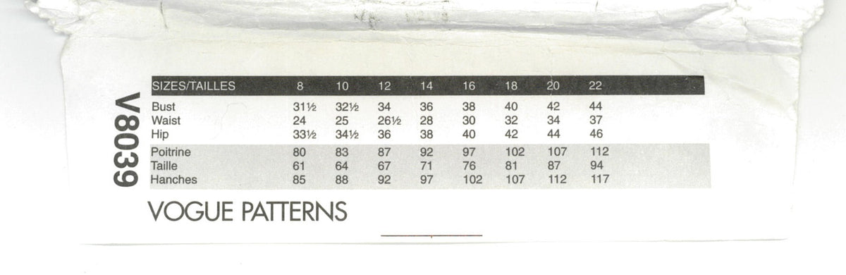 Vogue 8039 Misses Skirt and Sash Sewing Pattern - UNCUT - Size 16 18 20 22