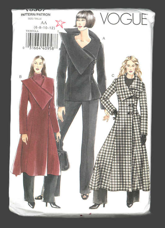 Vogue 8307 Misses Jacket and Coat Sewing Pattern - UNCUT - Size 6 8 10 12