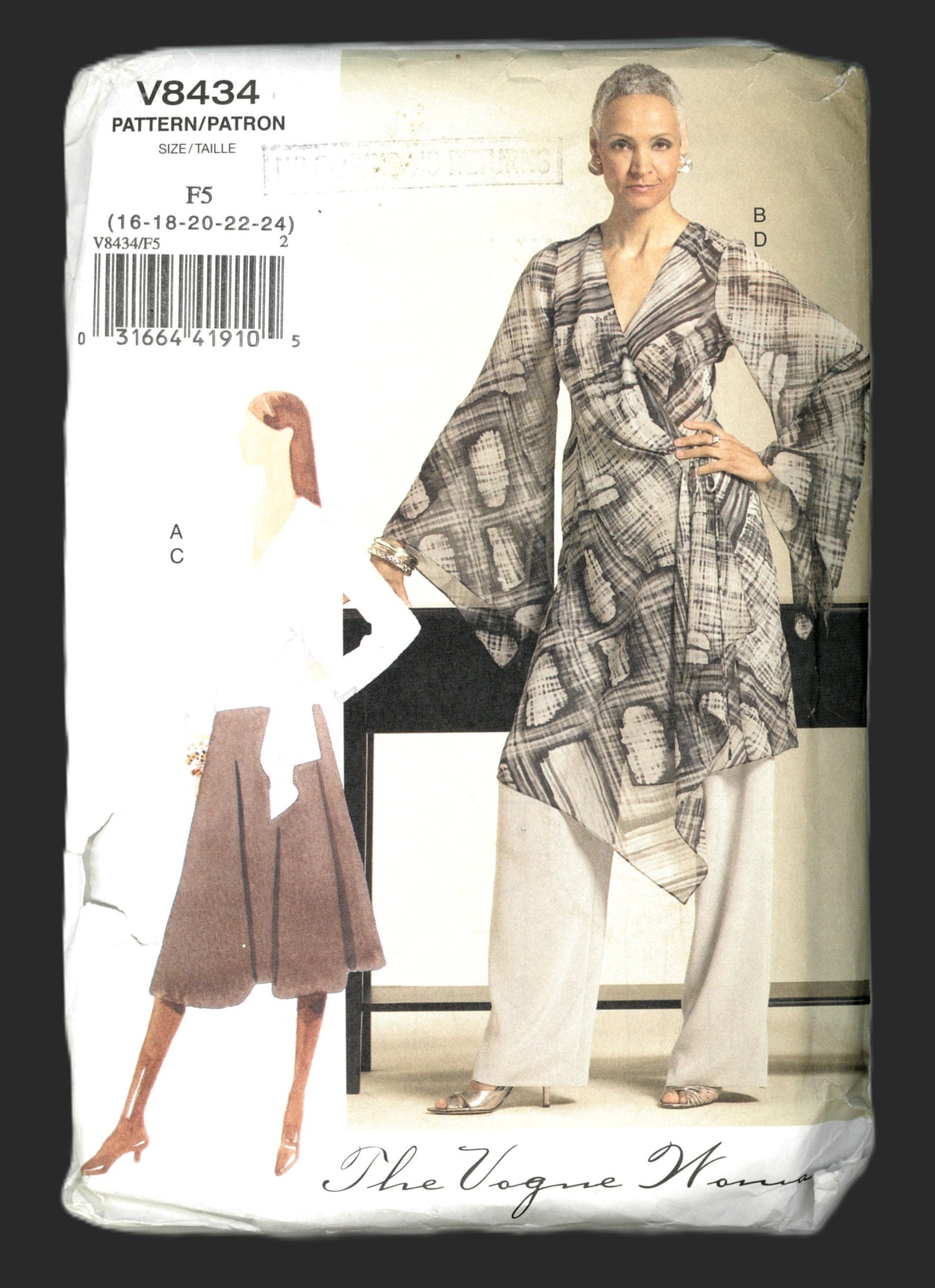 Vogue 8434 Misses Top Tunic Skirt and Pants Sewing Pattern UNCUT Size 16 18 20 22 24