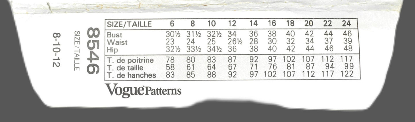 Vogue 8546 Misses Dress Sewing Pattern - UNCUT - Size 8 10 12