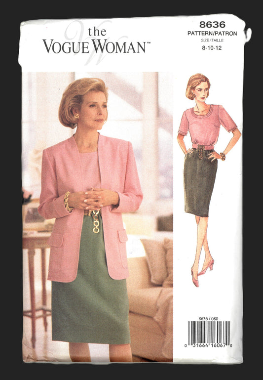 Vogue 8636 Misses / Misses Petite Jacket Top and Skirt Sewing Pattern - UNCUT - Size 8 10 12