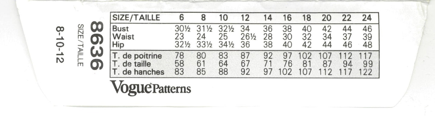 Vogue 8636 Misses / Misses Petite Jacket Top and Skirt Sewing Pattern - UNCUT - Size 8 10 12