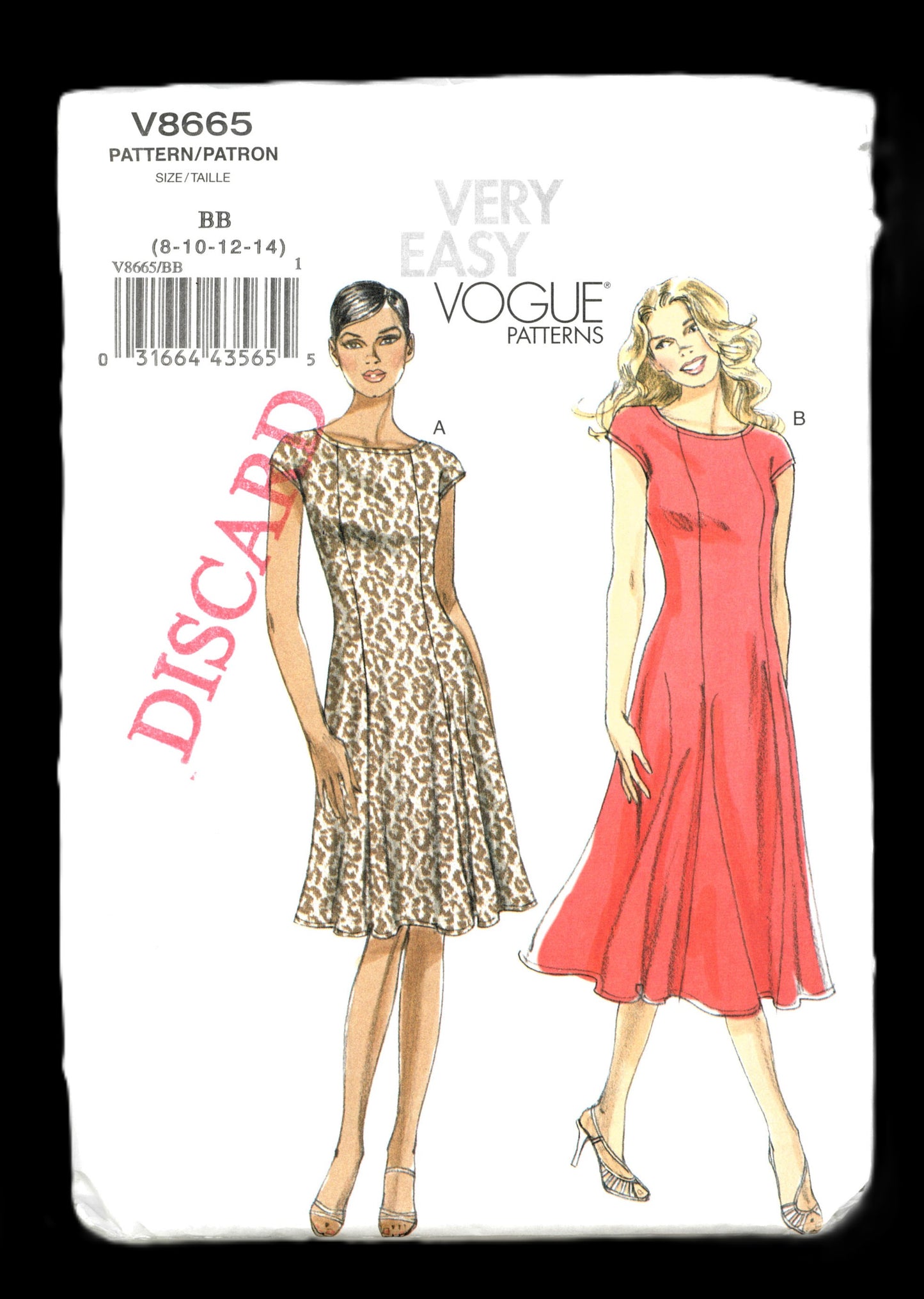 Vogue 8665 Misses / Misses Petite Dress Sewing Pattern UNCUT Size 8 10 12 14