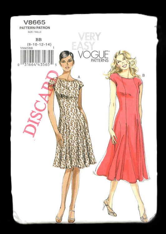 Vogue 8665 Misses / Misses Petite Dress Sewing Pattern UNCUT Size 8 10 12 14