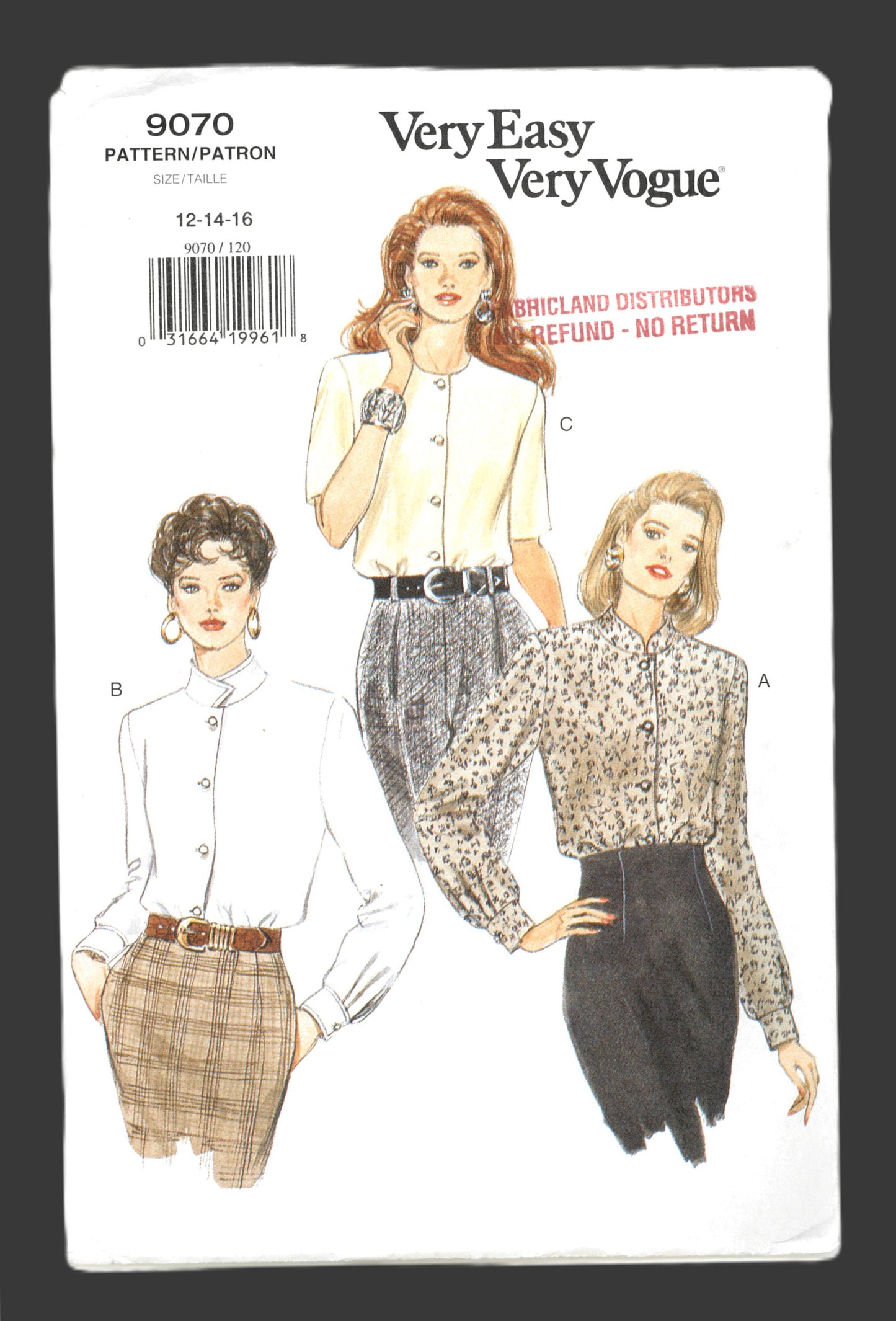 Vogue 9070 Misses Blouse Sewing Pattern - UNCUT - Size 12 14 16