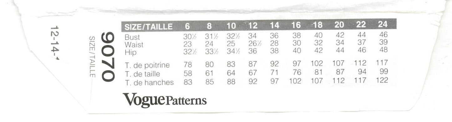 Vogue 9070 Misses Blouse Sewing Pattern - UNCUT - Size 12 14 16