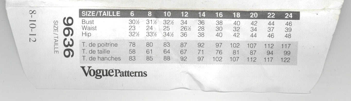 Vogue 9636 Misses / Misses Petite Top Skirt and Pants Sewing Pattern - UNCUT - Size 8 10 12