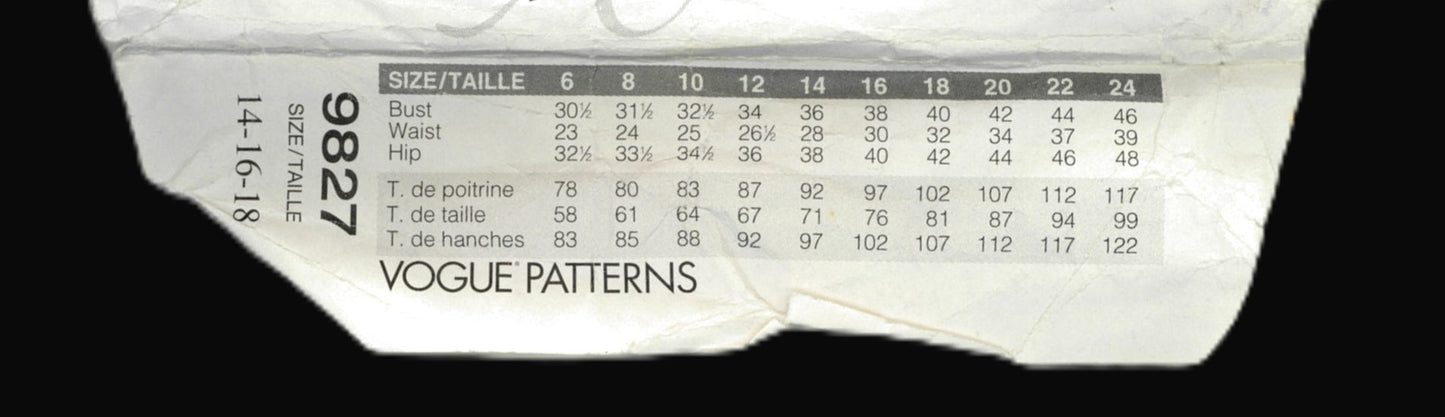 Vogue 9827 The Vogue Woman Misses / Misses Petite Top Skirt and Pants Sewing Pattern - UNCUT - Size 14 16 18