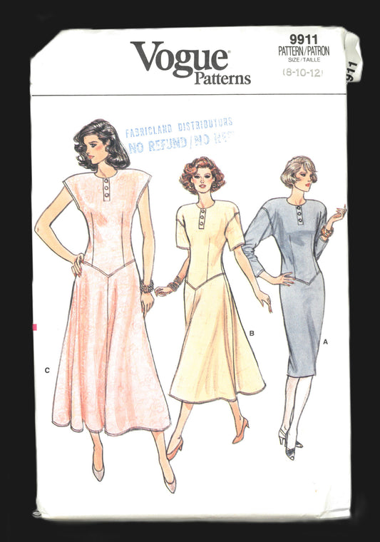 Vogue 9911 Misses Dress Sewing Pattern - UNCUT - Size 8 10 12