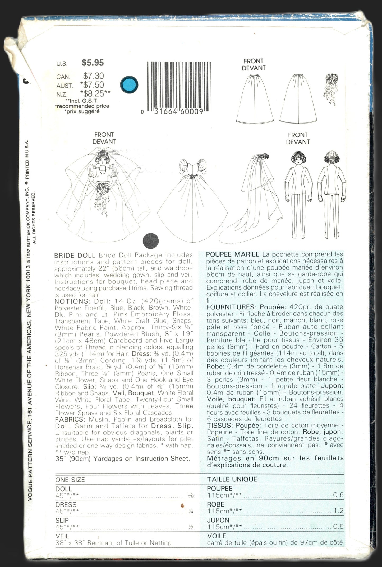 Vogue 9983 Linda Carr Bride Doll Sewing Pattern - UNCUT