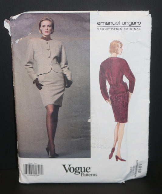 Vogue 1018 Emanuel Ungaro Misses Jacket and Skirt Sewing - UNCUT -  Size 6 8 10