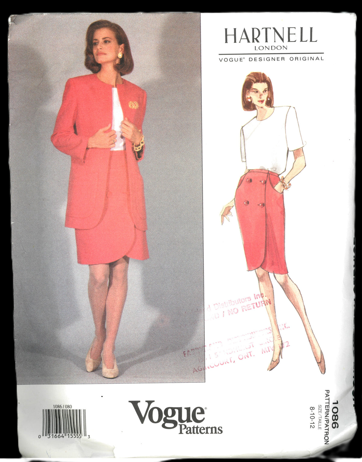 Vogue 1086 Hartnell Misses Jacket Skirt and Top Sewing Pattern - UNCUT - Size 8 10 12
