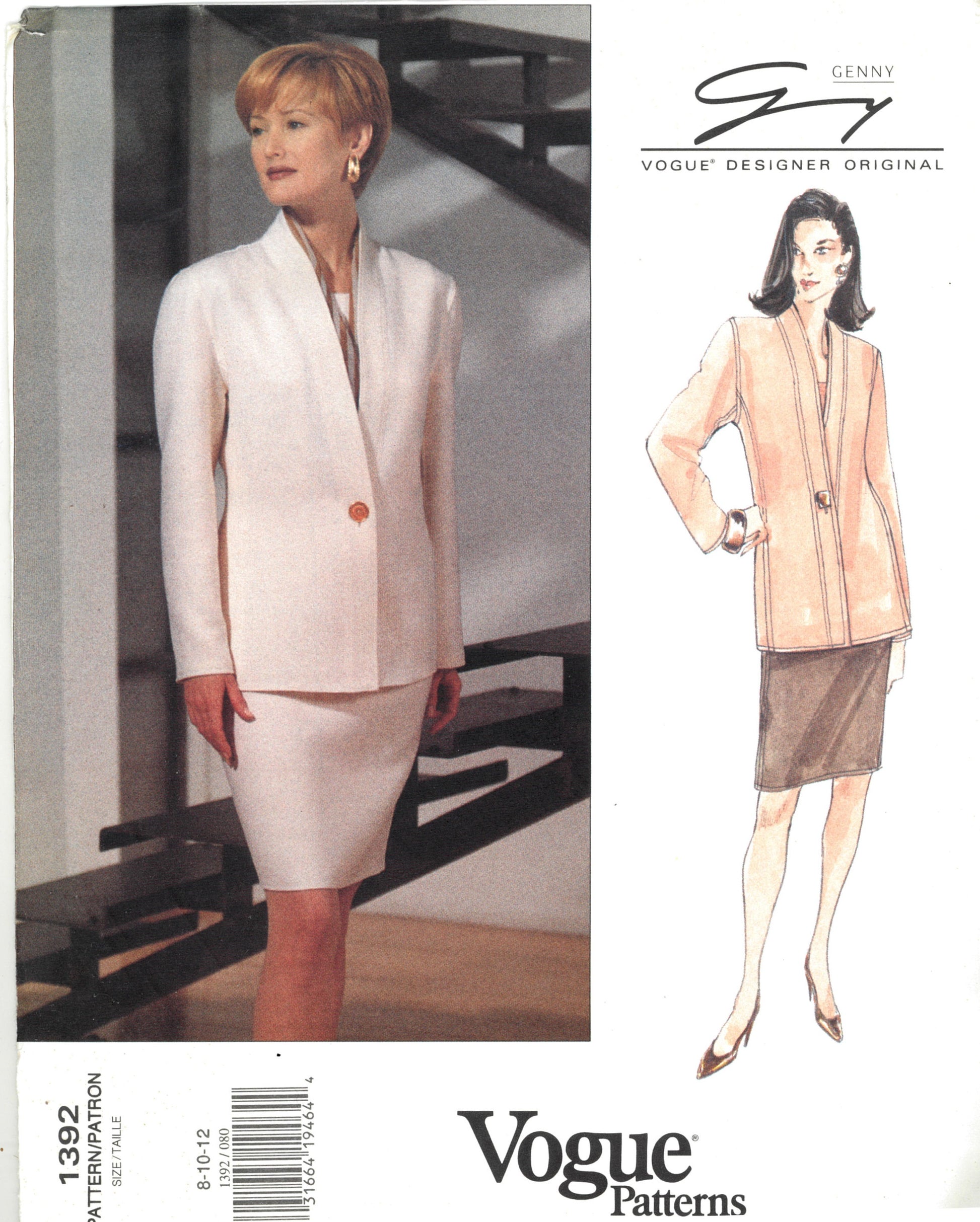 Vogue 1392 Genny Misses Jacket and Skirt Sewing Pattern - UNCUT - Size 8 10 12