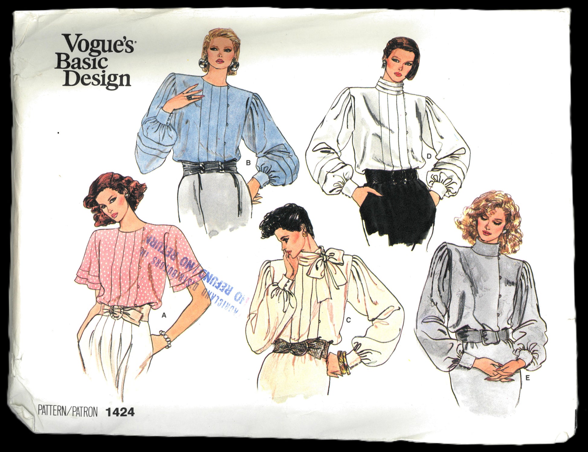 Vogue Basic Design Blouse Sewing Pattern from the 80s