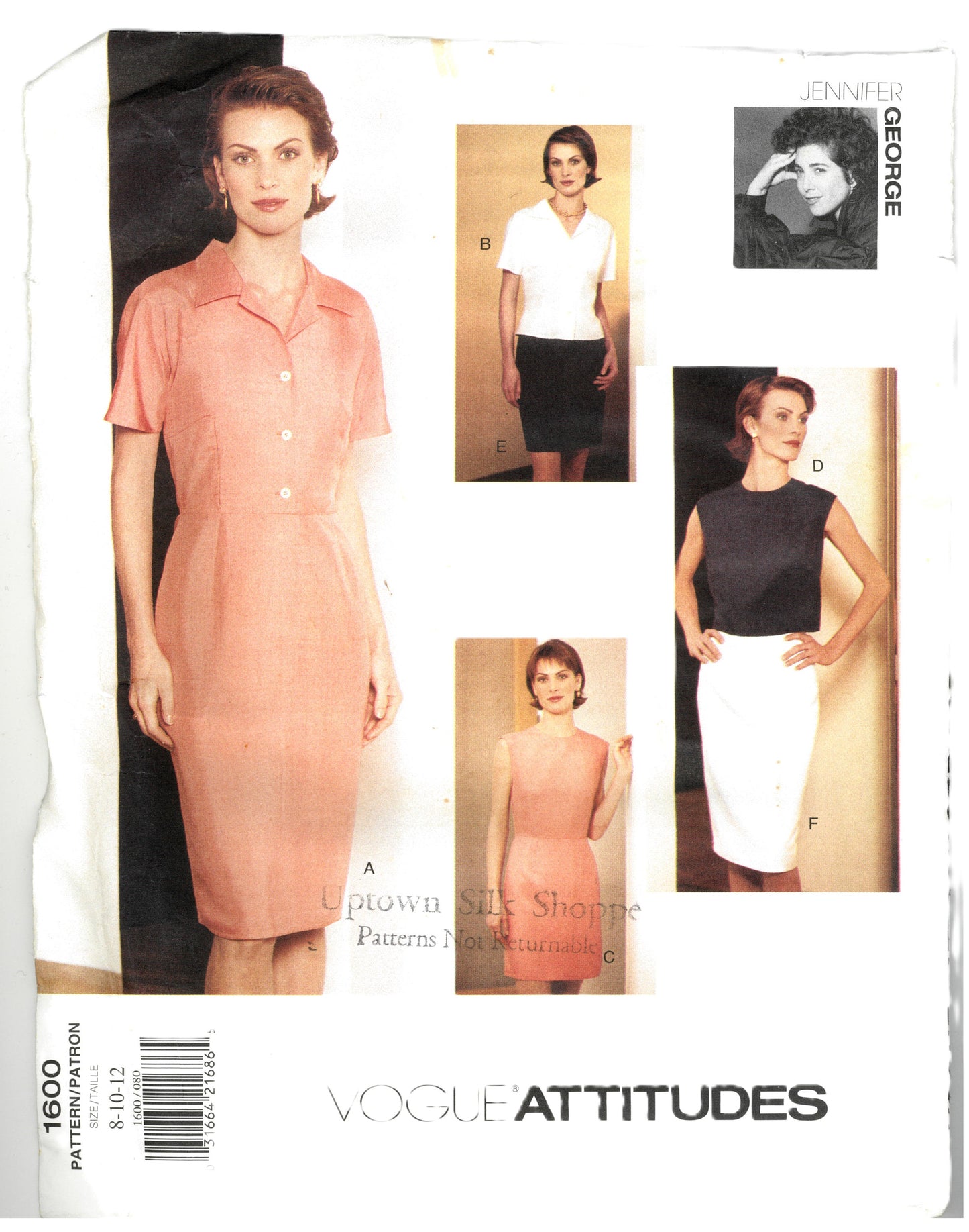 Vogue 1600 Misses Dress Top and Skirt Sewing Pattern - UNCUT - Size 8 10 12