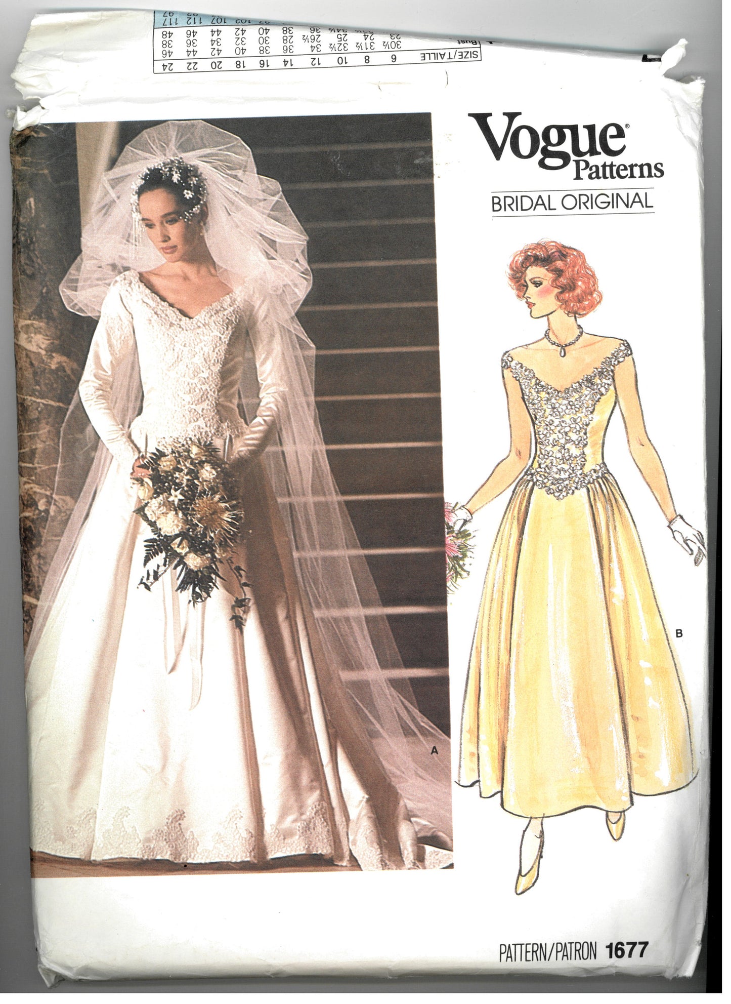 Vogue 1677 Misses Bridal  Dress Sewing Pattern - UNCUT - Size 10 Vogue Bridal Original wedding Dress Pattern