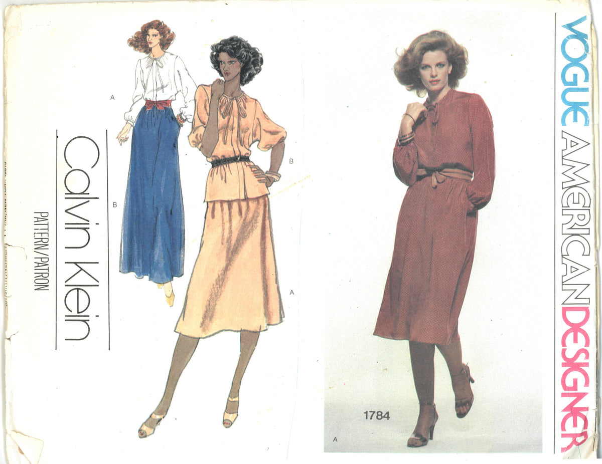 Vogue 1784 Calvin Klein American Designer Misses Top and Skirt Sewing Pattern UNCUT Size 12