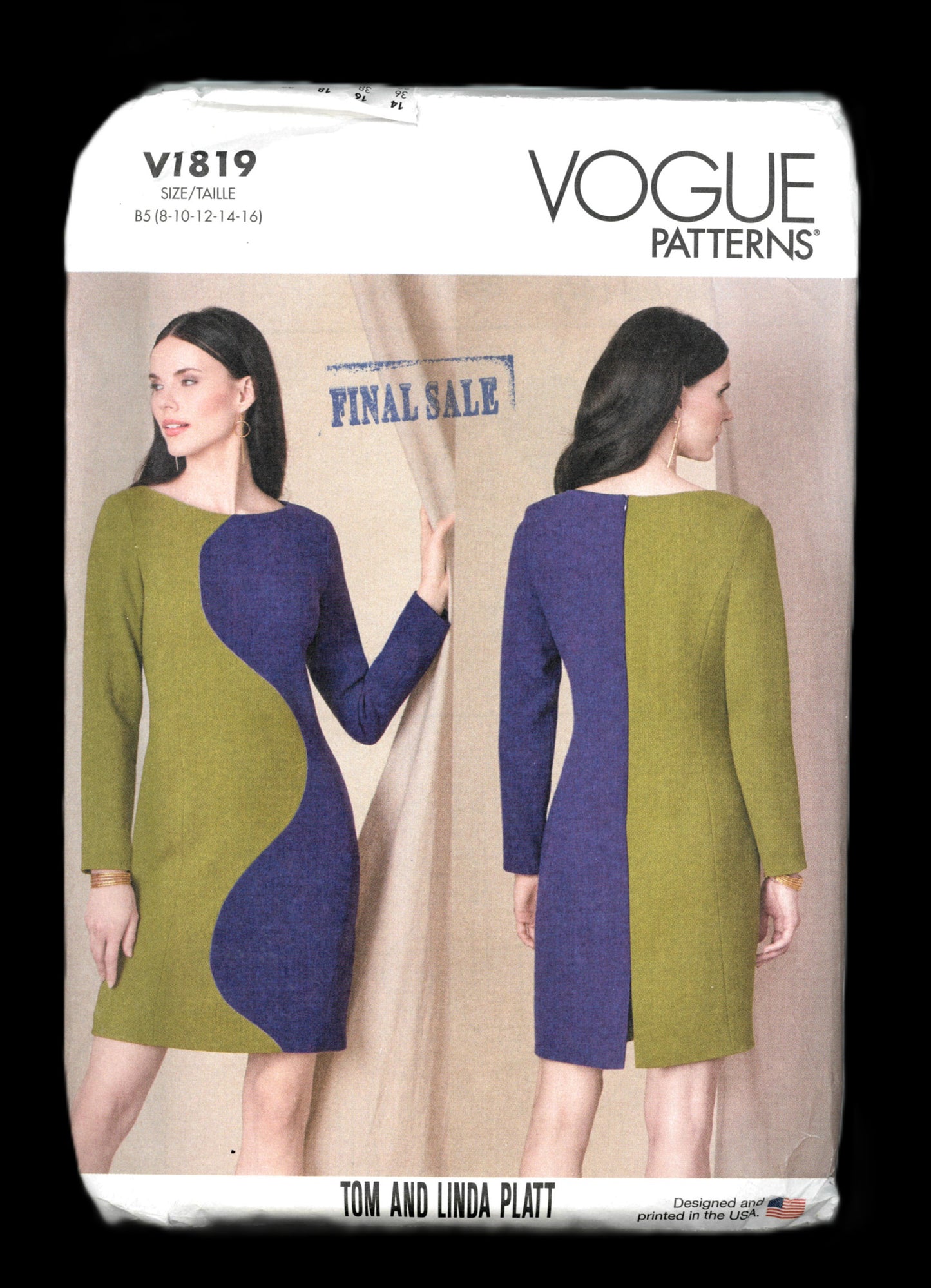 Vogue 1819 Misses Dress Sewing Pattern - UNCUT - Size 8 10 12 14 1 6