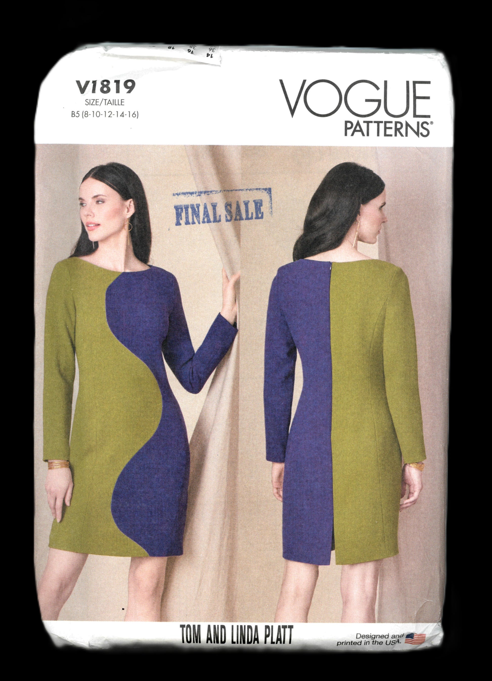 Vogue 1819 Misses Dress Sewing Pattern - UNCUT - Size 8 10 12 14 1 6