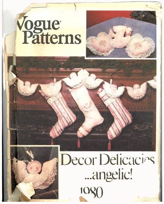 Vogue 1980 Christmas Stockings and Decorations. Decor Delicacies ... Angelic Sewing Pattern - UNCUT