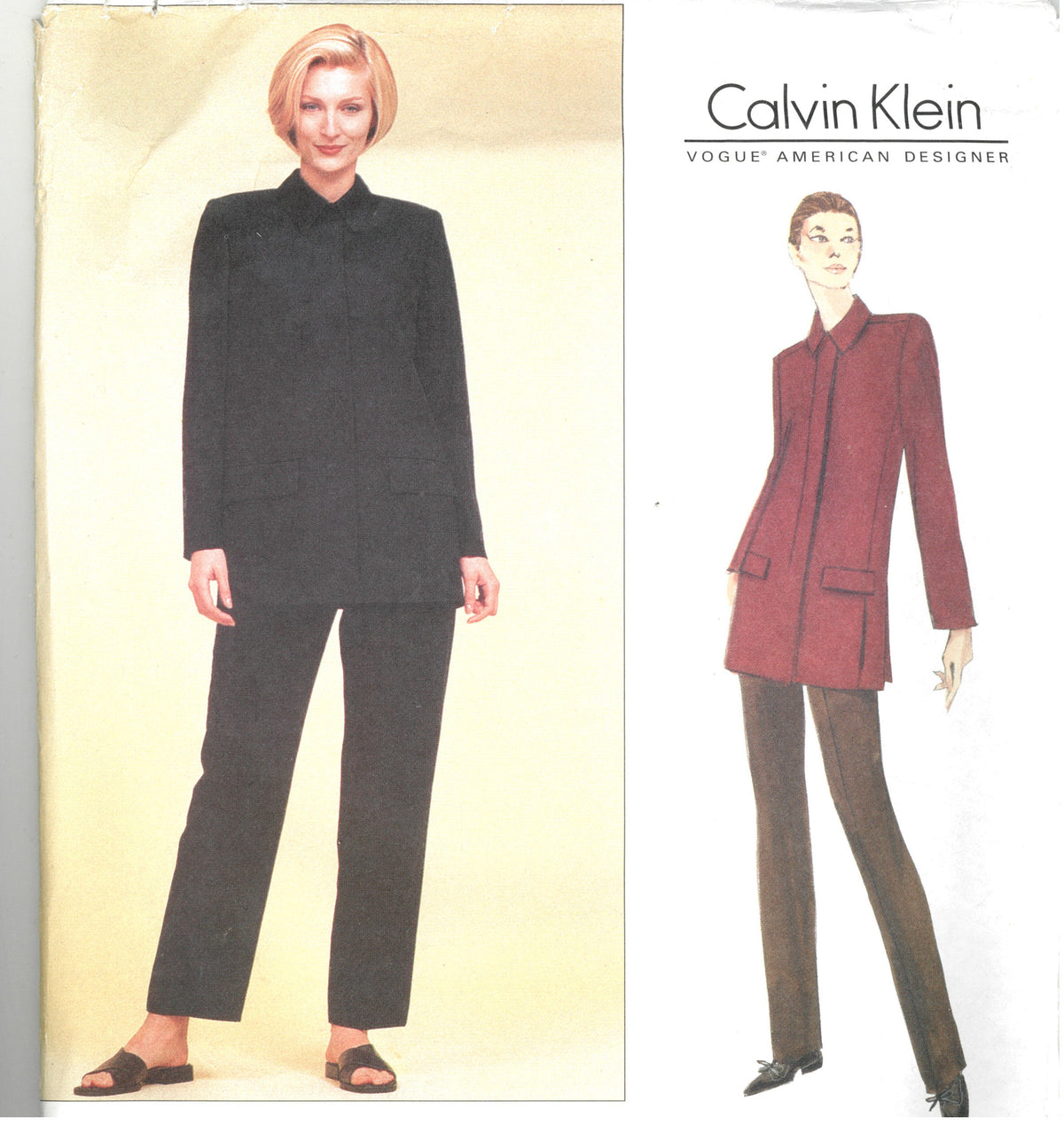 Vogue 1987 Calvin Klein American Designer Misses / Misses Petite Jacket and Pants Sewing Pattern - UNCUT - Size 8 10 12