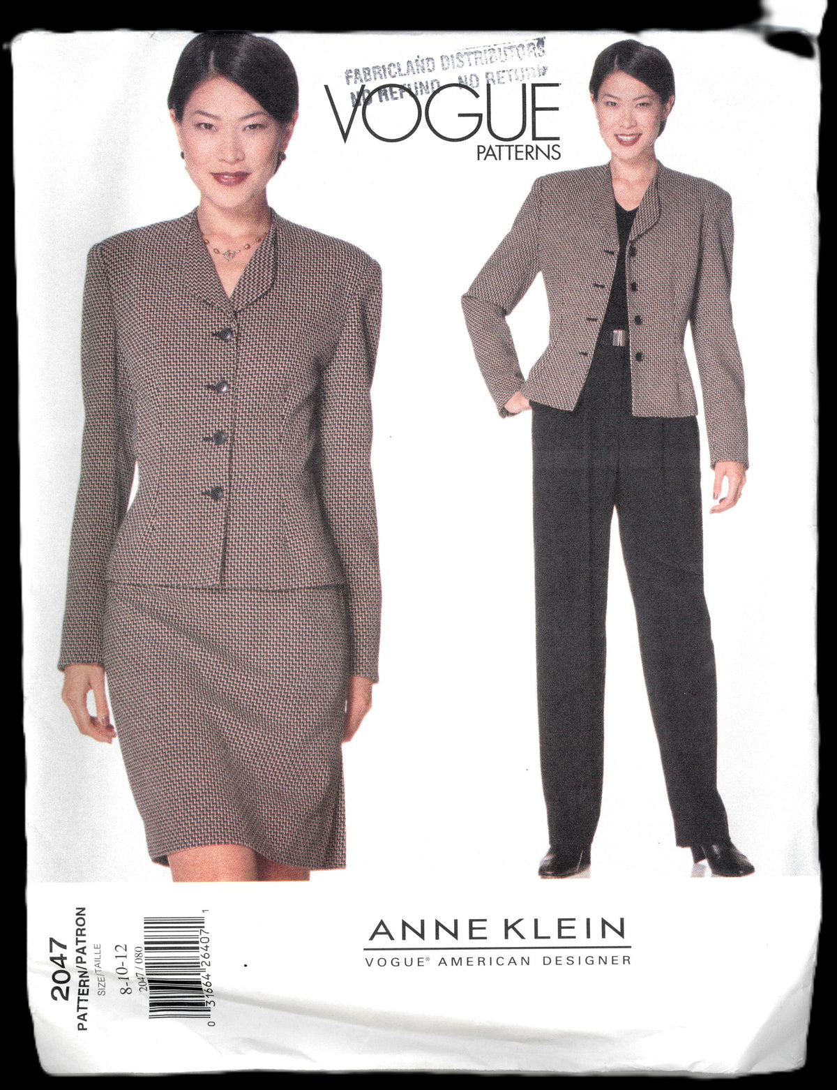 Vogue 2047 Anne Klein Misses Jacket Skirt and Pants Sewing Pattern - UNCUT - Size 8 10 12
