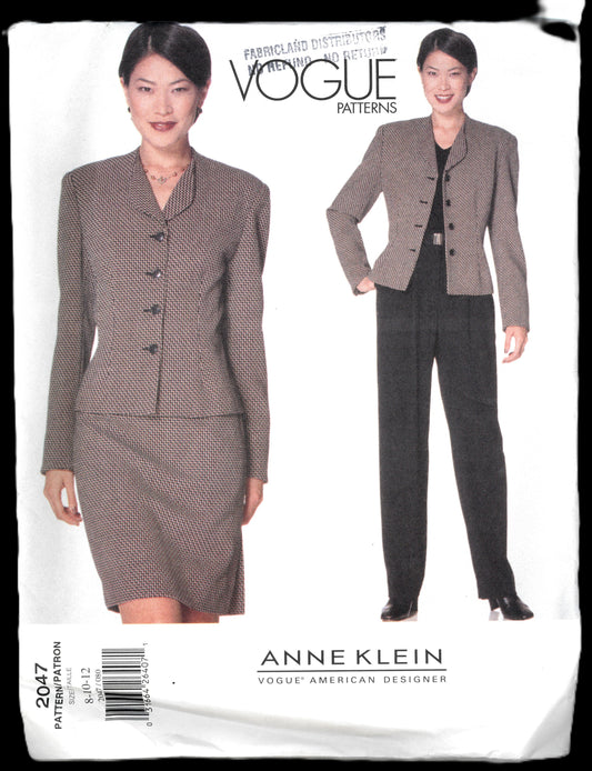 Vogue 2047 Anne Klein Misses Jacket Skirt and Pants Sewing Pattern - UNCUT - Size 8 10 12