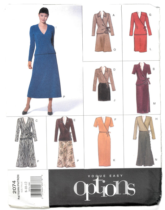 Vogue 2074 Misses Top and Skirt Sewing Pattern - UNCUT - 8 10 12