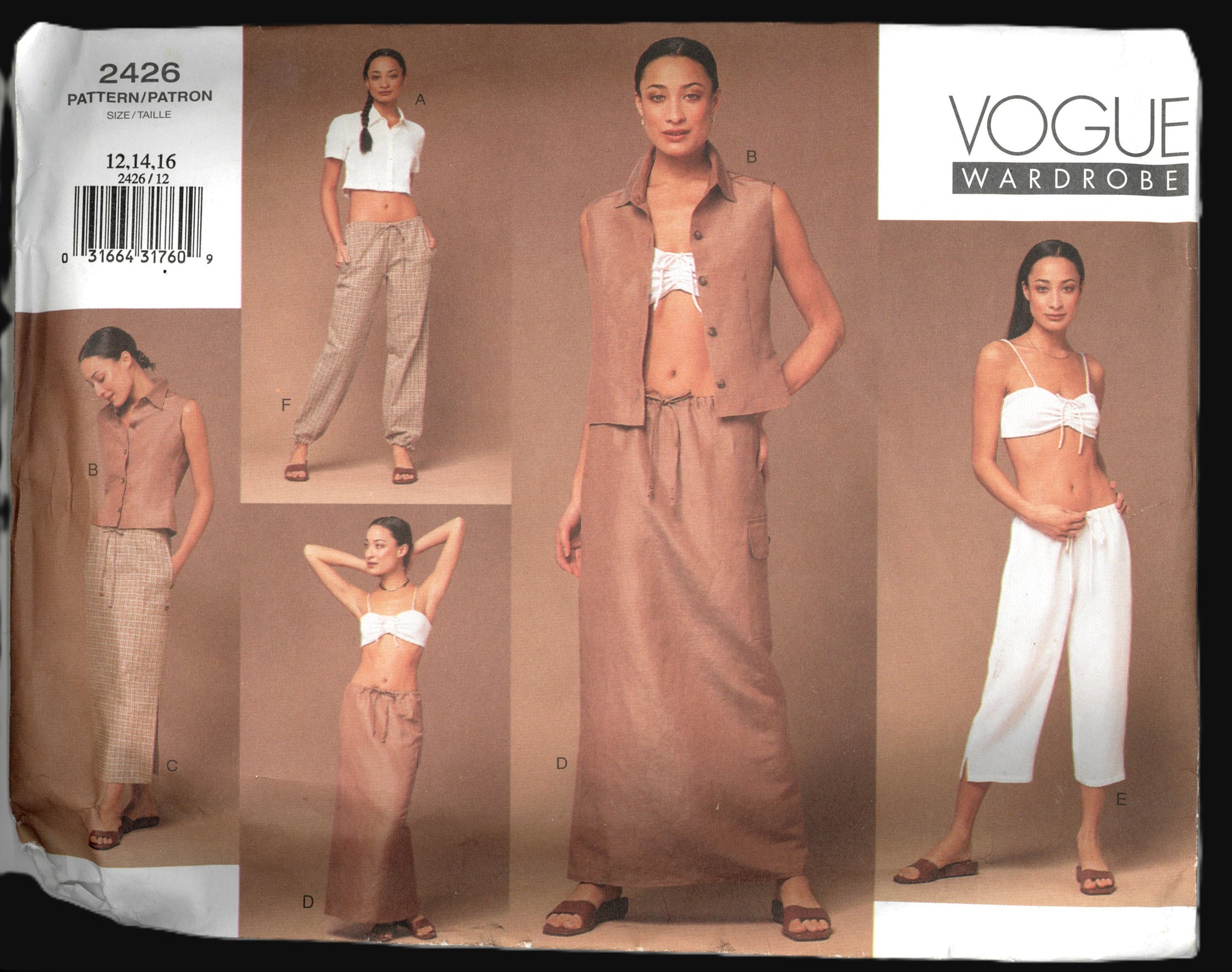 Vogue 2426 Misses Shirt Skirt Pants and Bra Sewing Pattern - UNCUT - Size 12 14 16