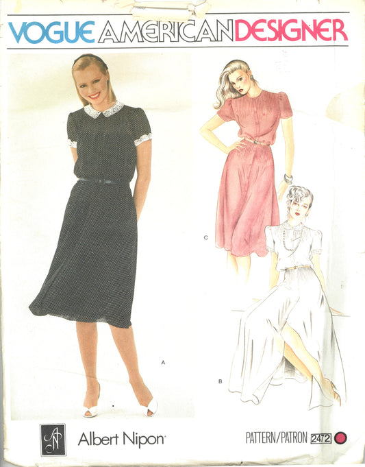 Vogue 2472 Albert Nipon Misses Dress Sewing Pattern - UNCUT - 8
