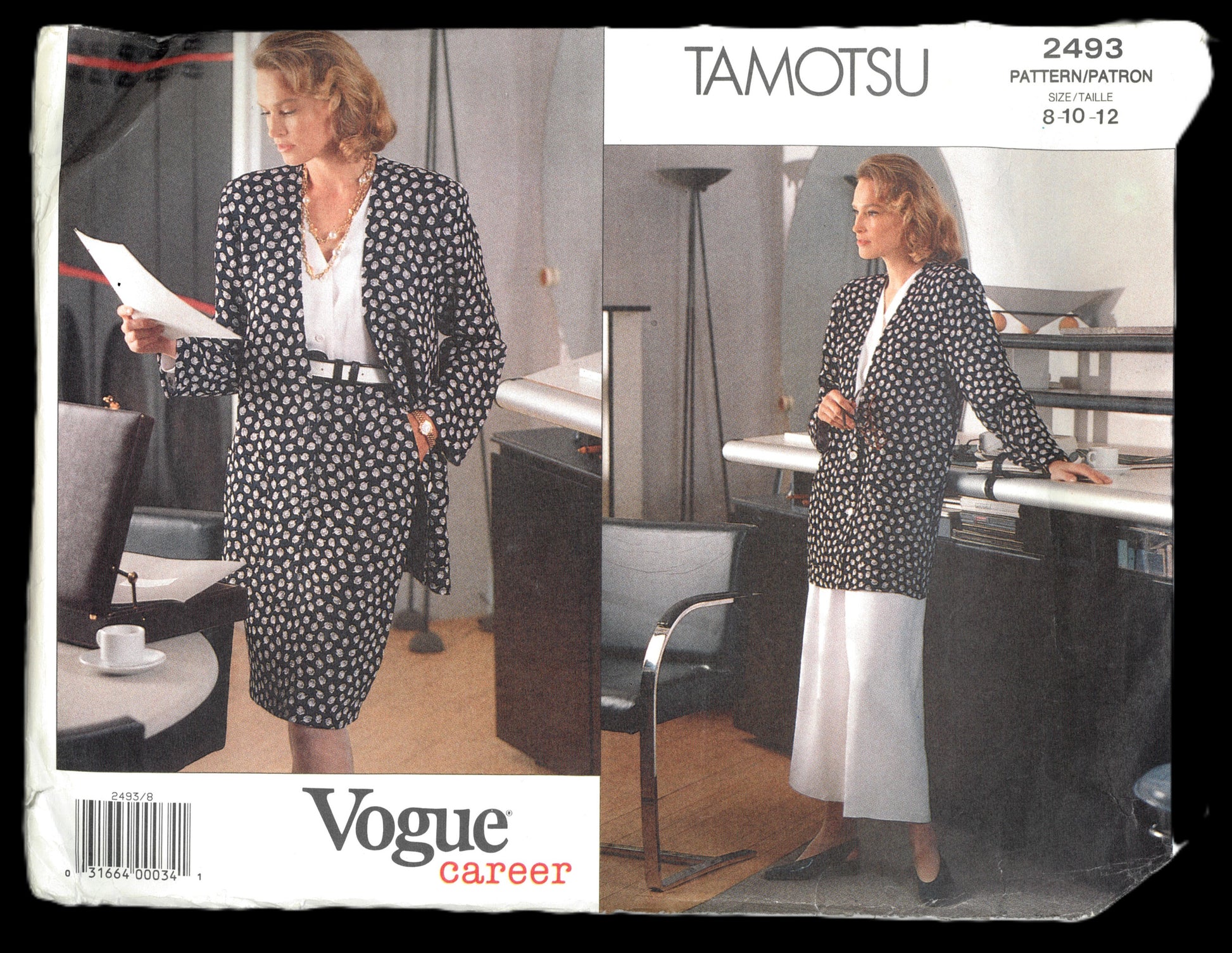 Vogue 2493 TAMOTSU Misses Jacket Skirt and Culottes Sewing Pattern - UNCUT - Size 8 10 12 Vogue Career Sewing Pattern