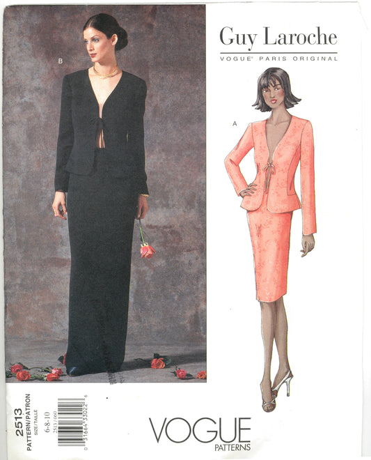 Vogue 2513 Guy Laroche Misses Jacket and Skirt Sewing Pattern - UNCUT -  Size 6 8 10