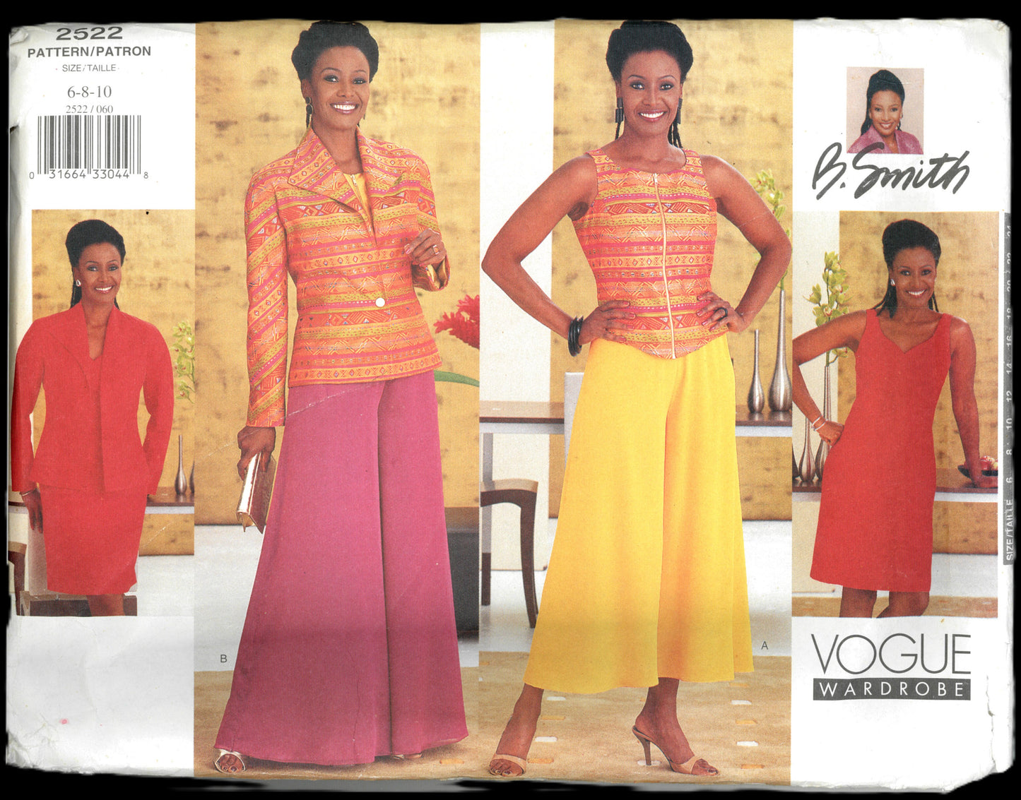 Vogue 2522 B. Smith Misses / Misses Petite Jacket, Vest Dress and Pants Sewing Pattern - UNCUT - Size 6 8 10