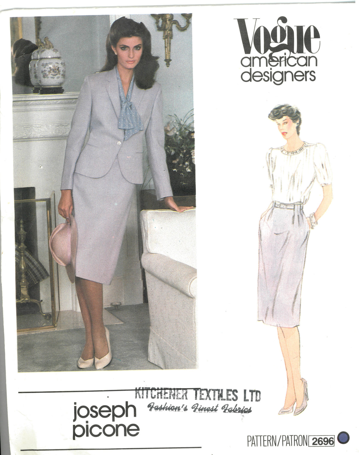 Vogue 2696 Joseph Picone Misses Jacket Skirt and Belt Sewing UNCUT Size 12