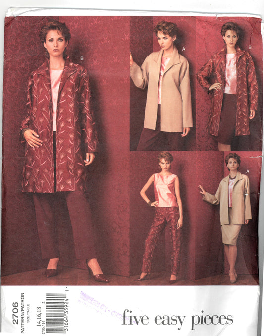Vogue 2760 Misses / Misses Petite Jacket Top Skirt and Pants Sewing Pattern - UNCUT - Size 14 16 18