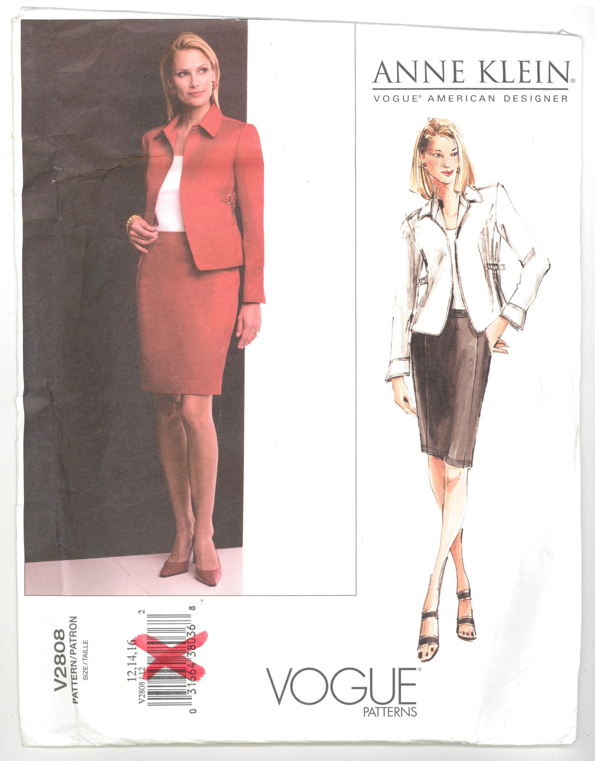 Vogue 2808 Anne Klein Misses / Misses Petite Jacket snd Skirt Sewing Pattern - UNCUT - Size 12 14 16