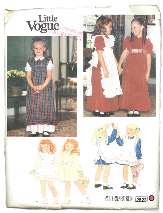 Vogue 2823 Little Vogue Childrens Dress and Pinafore Sewing Pattern  - UNCUT - Size 6x