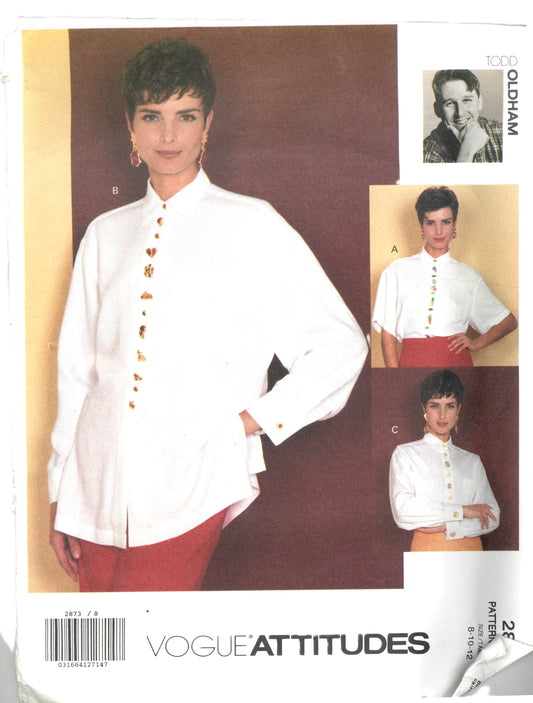 Vogue 2873 Todd Oldham Misses Blouse Sewing Pattern - UNCUT - Size 8 10 12
