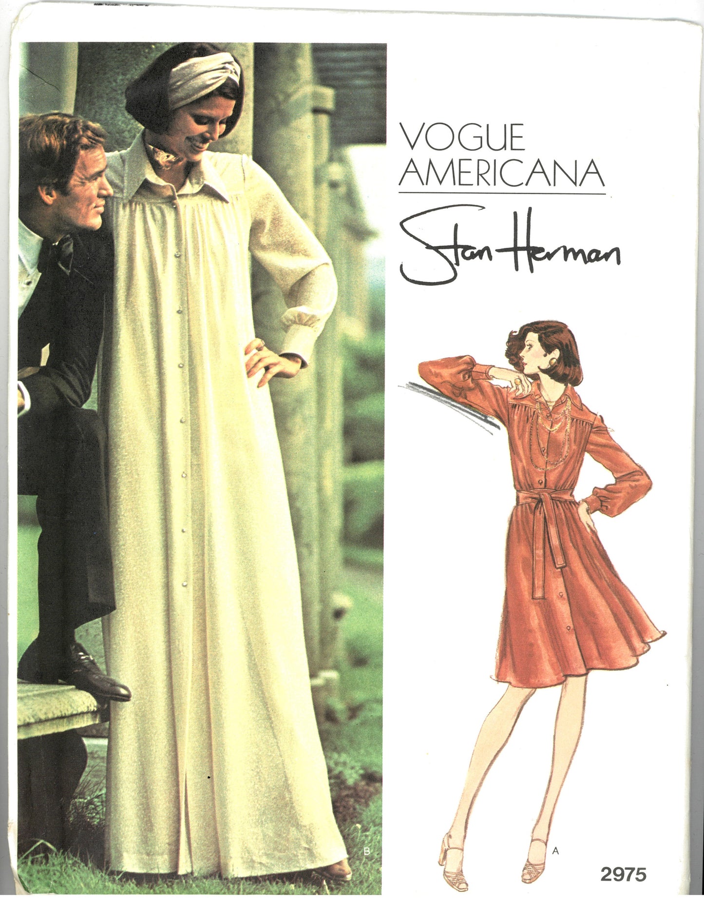 Vogue 2975 Stan Herman Misses Lounge Dress Sewing Pattern - UNCUT -  Size 14 Bust 36 Hip 38