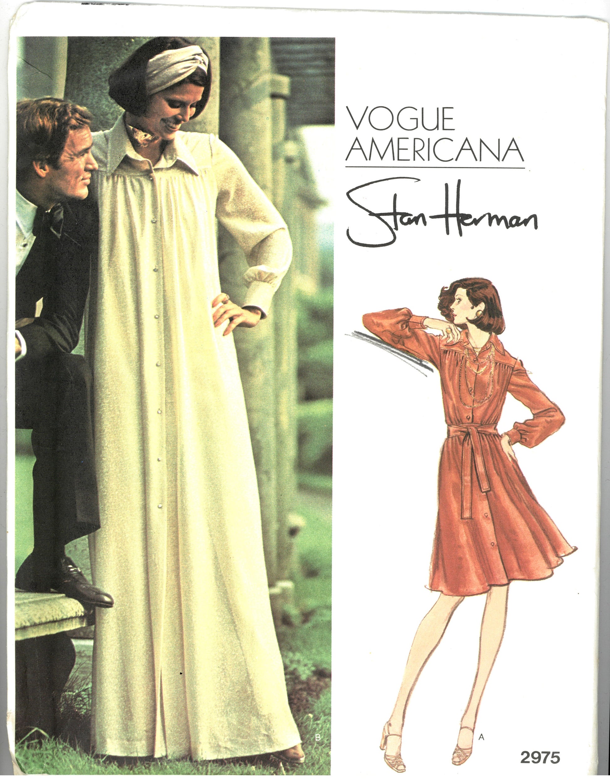 Vogue 2975 Stan Herman Misses Lounge Dress Sewing Pattern - UNCUT -  Size 14 Bust 36 Hip 38