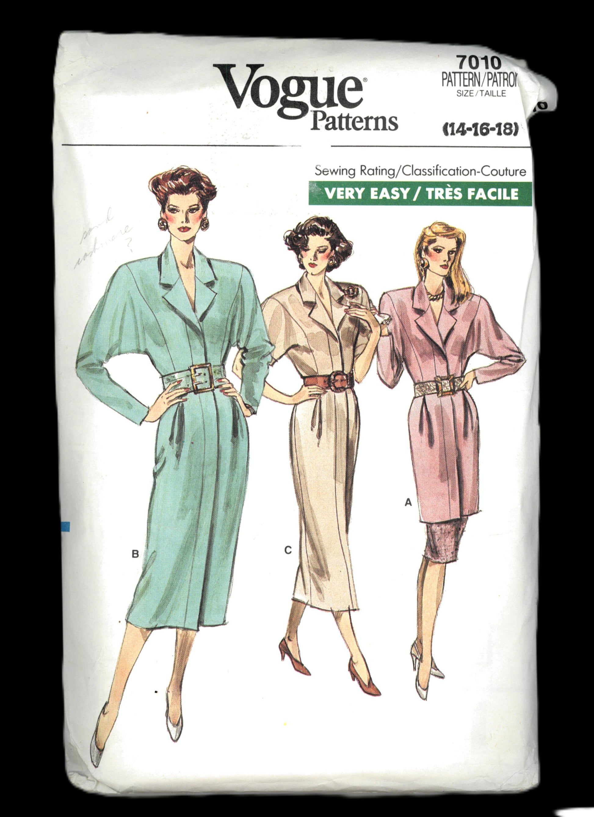 Vogue 7010 Misses Dress or Tunic and Skirt Sewing Pattern - UNCUT - Size 14 16 18