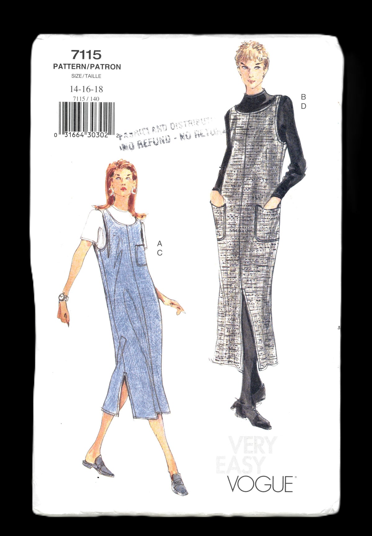 Vogue 7115 Misses Jumper & Top Sewing Pattern UNCUT Size 14 16 18