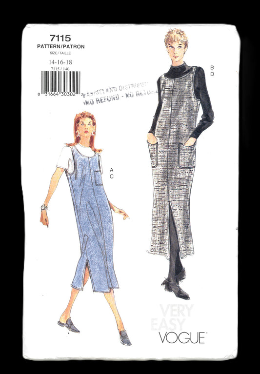 Vogue 7115 Misses Jumper & Top Sewing Pattern UNCUT Size 14 16 18