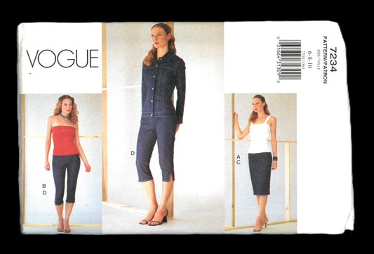 Vogue 7234 Misses Jacket Top Skirt and Pants Sewing Pattern - UNCUT - Size 6 8 10